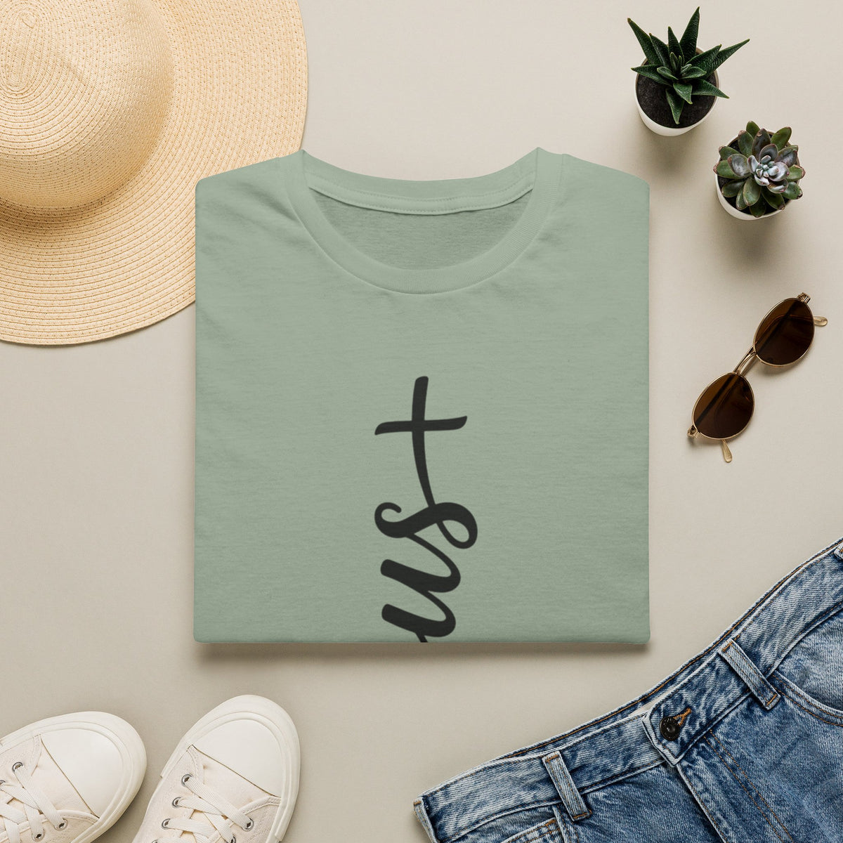 Jesus Vertical Script T-Shirt — Faith Christian Tee