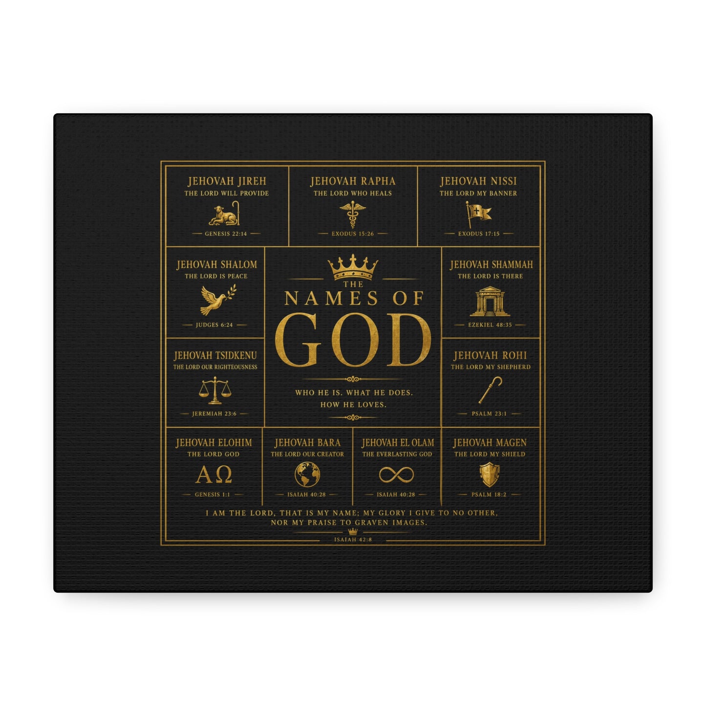 Names of God Canvas Wall Art-Black and Gold