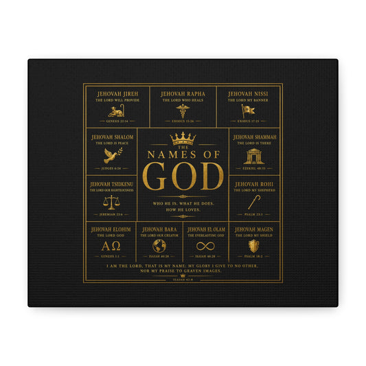 Names of God Canvas Wall Art-Black and Gold