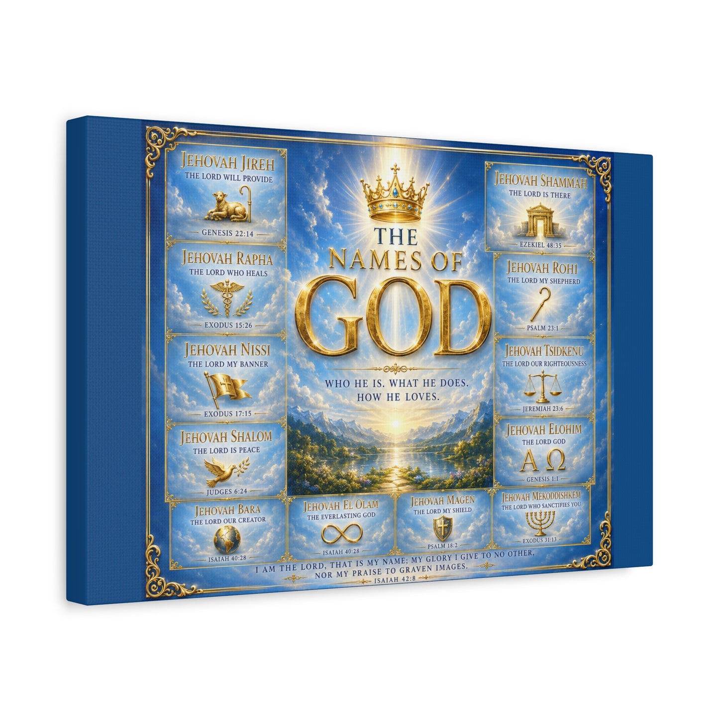 Names of God Canvas Wall Art – Heavenly Blue