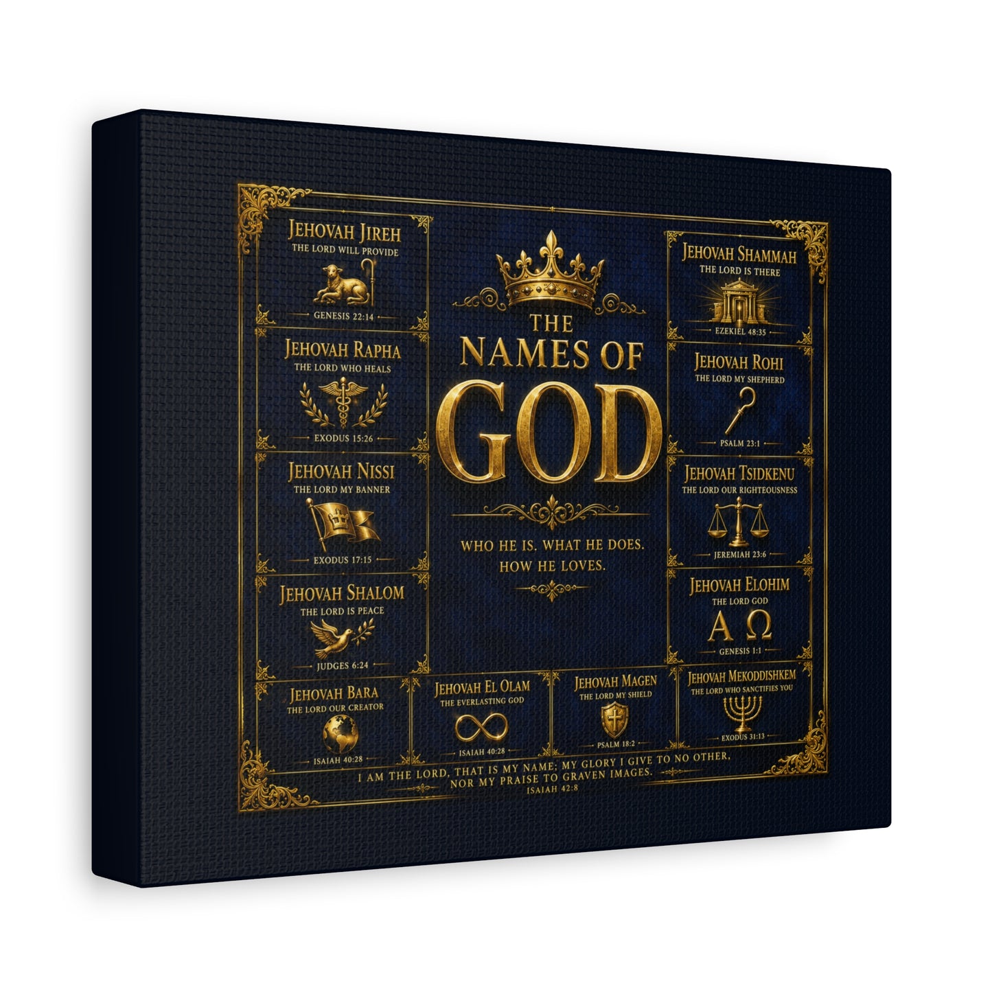Names of God Canvas Wall Art-Deep Royal Blue