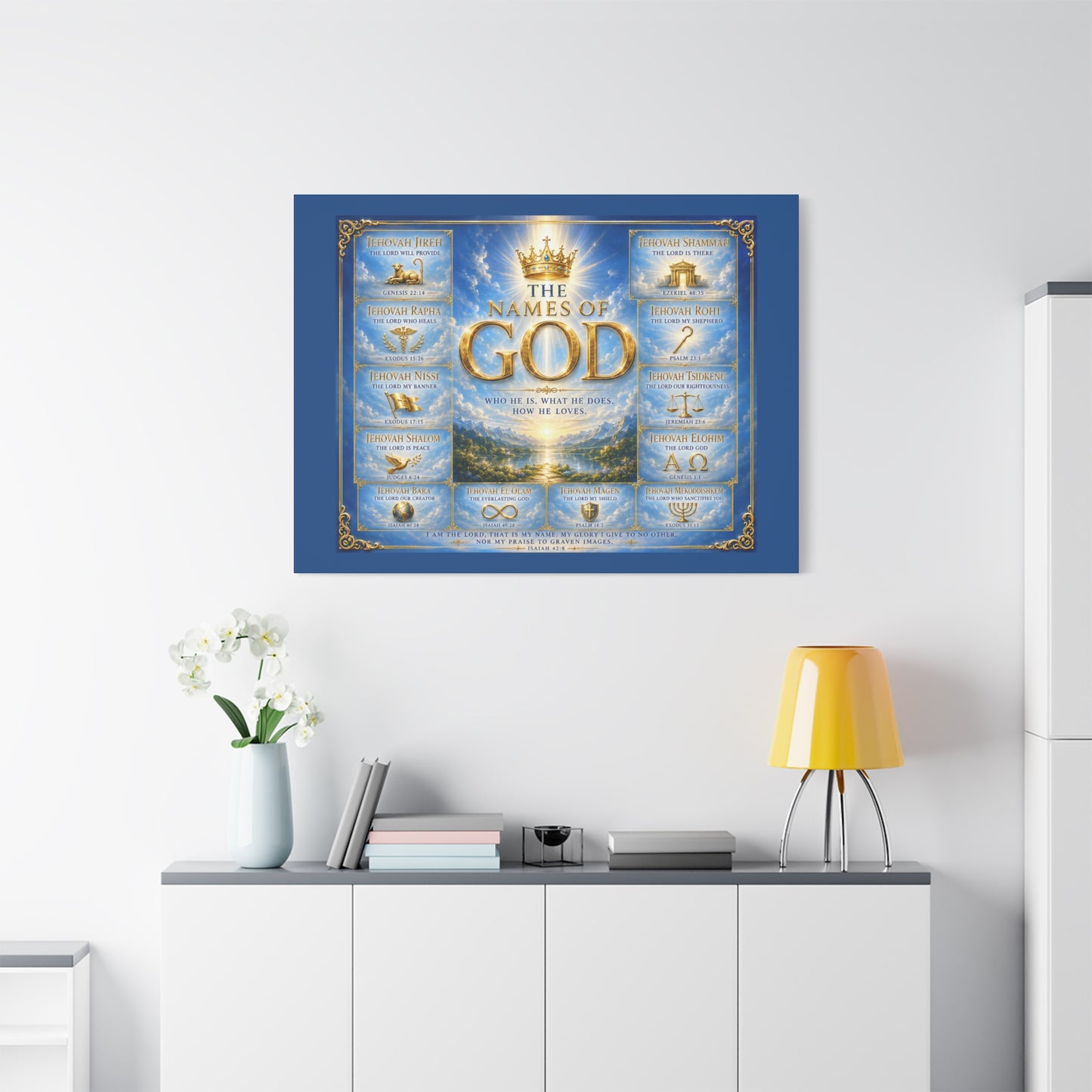 Names of God Canvas Wall Art – Heavenly Blue