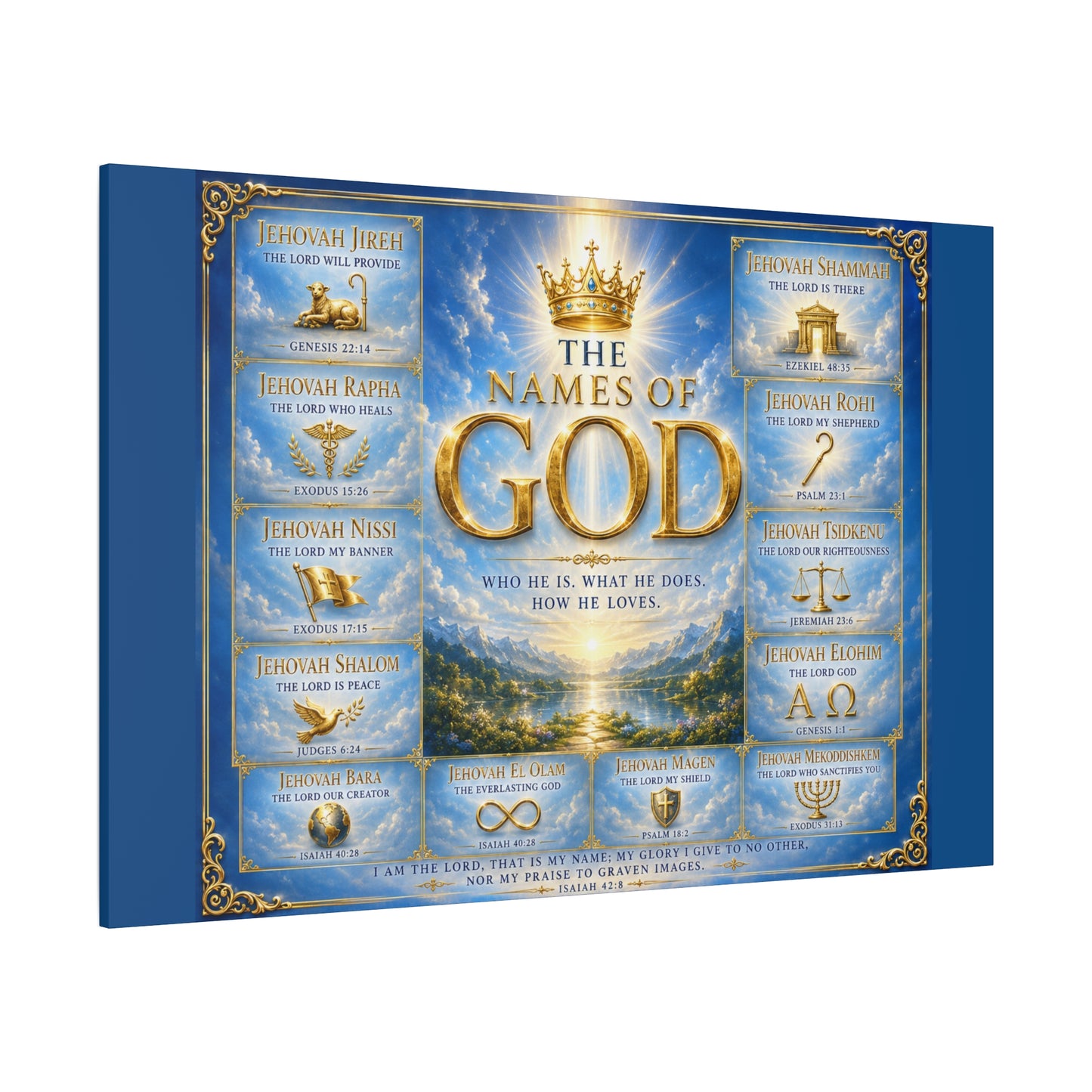 Names of God Canvas Wall Art – Heavenly Blue