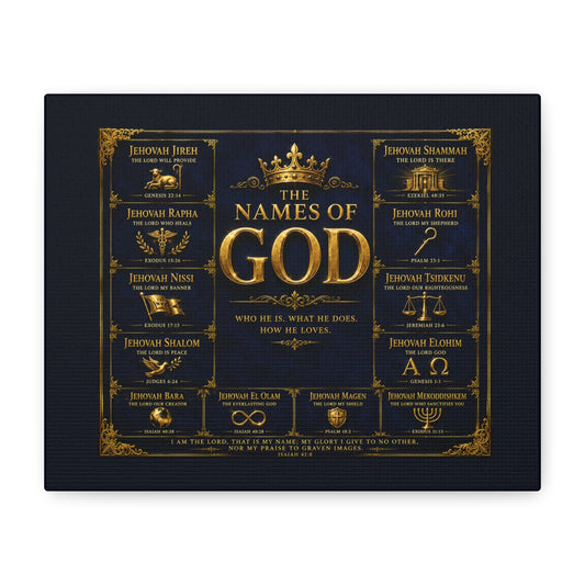 Names of God Canvas Wall Art-Deep Royal Blue
