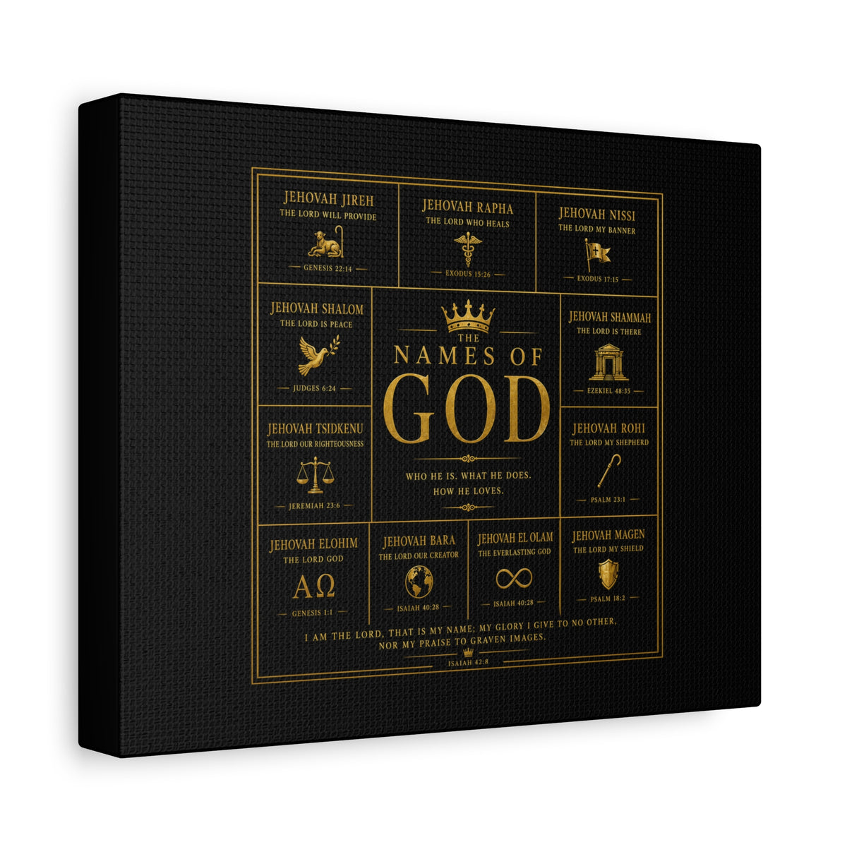 Names of God Canvas Wall Art-Black and Gold