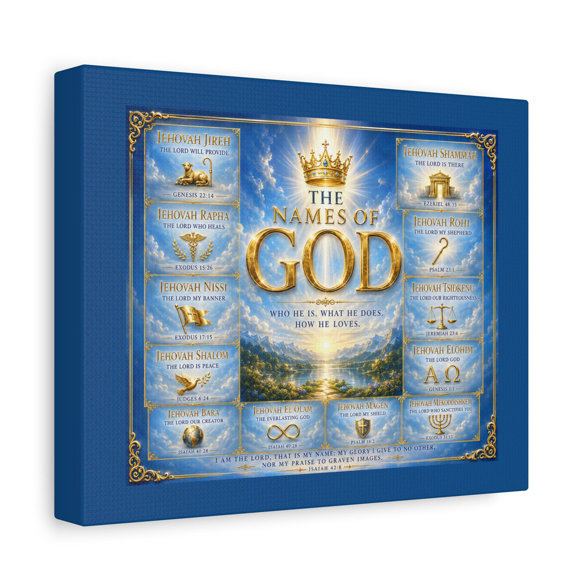 Names of God Canvas Wall Art – Heavenly Blue