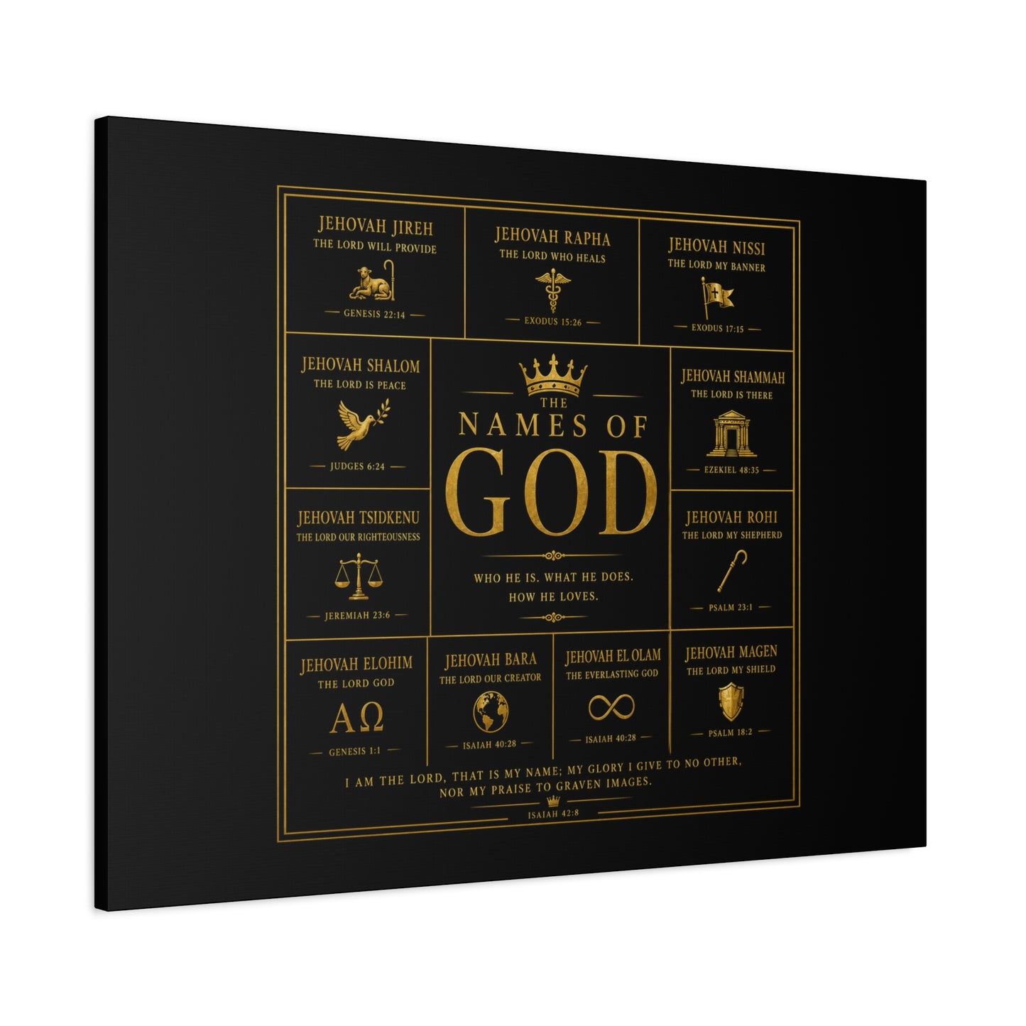 Names of God Canvas Wall Art-Black and Gold