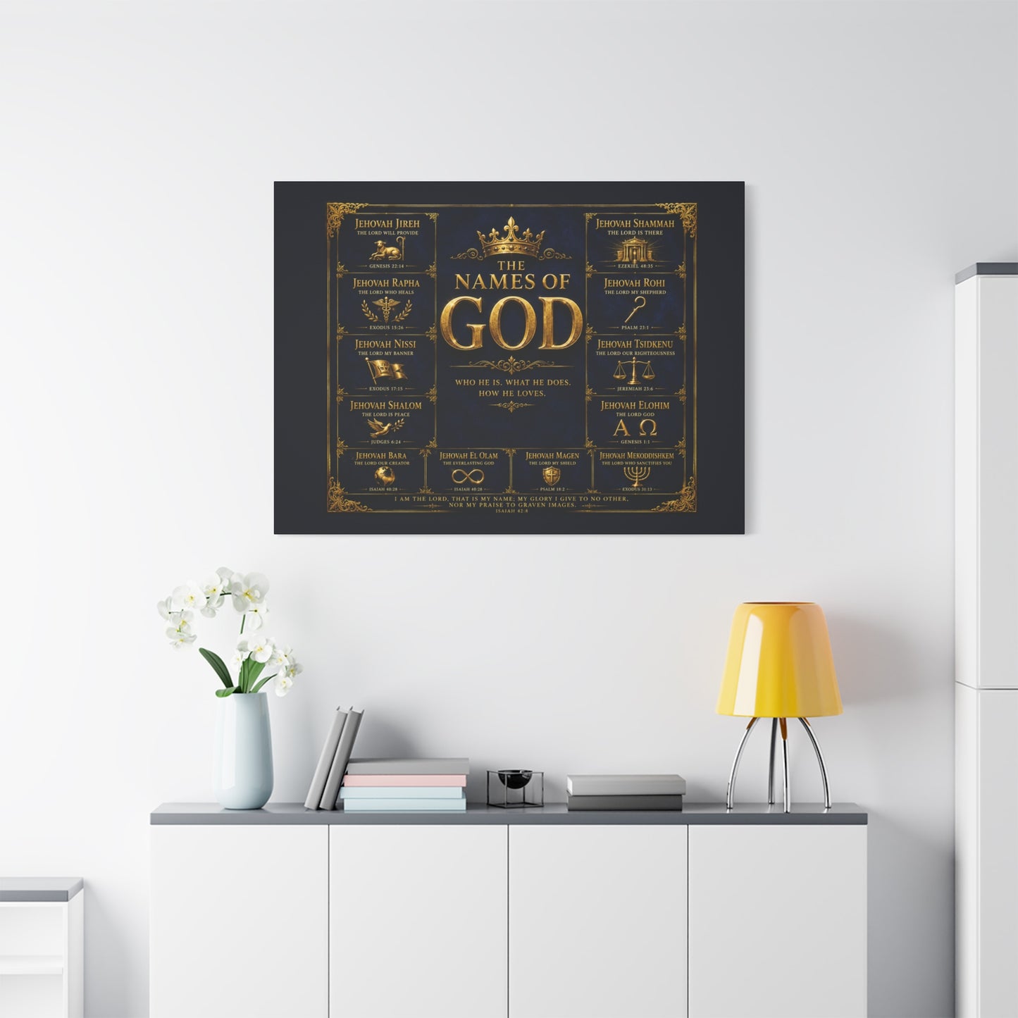 Names of God Canvas Wall Art-Deep Royal Blue