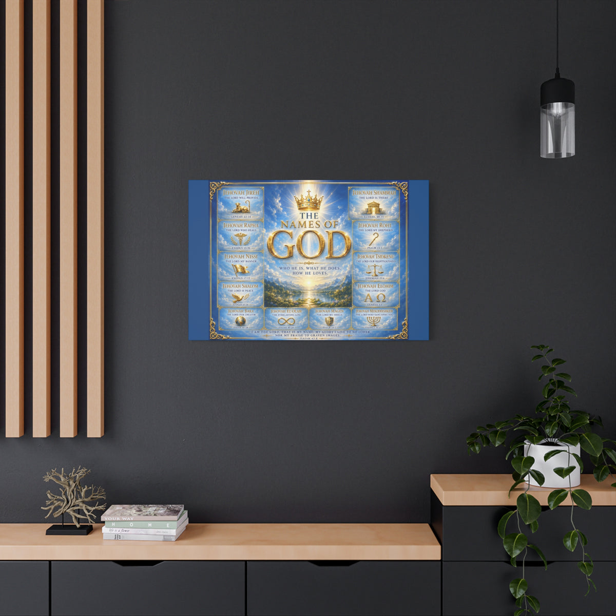 Names of God Canvas Wall Art – Heavenly Blue