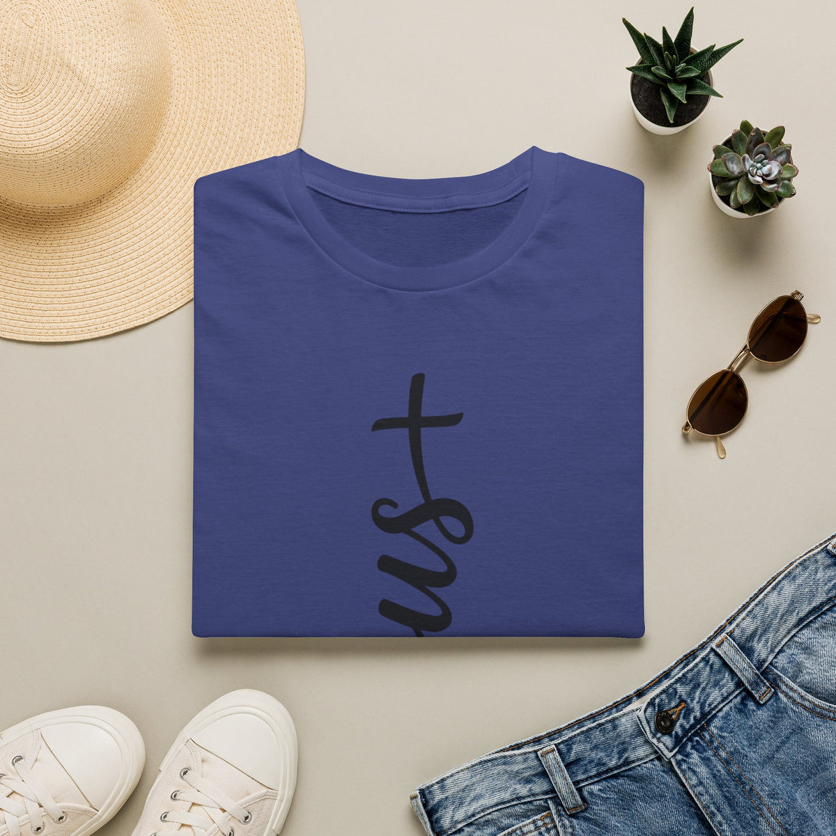 Jesus Vertical Script T-Shirt — Faith Christian Tee