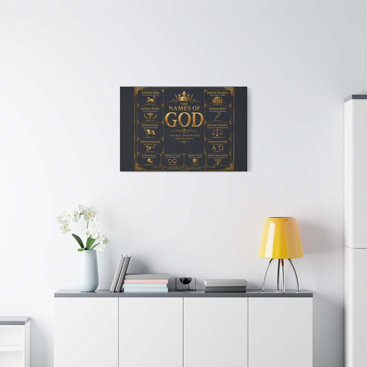Names of God Canvas Wall Art-Deep Royal Blue