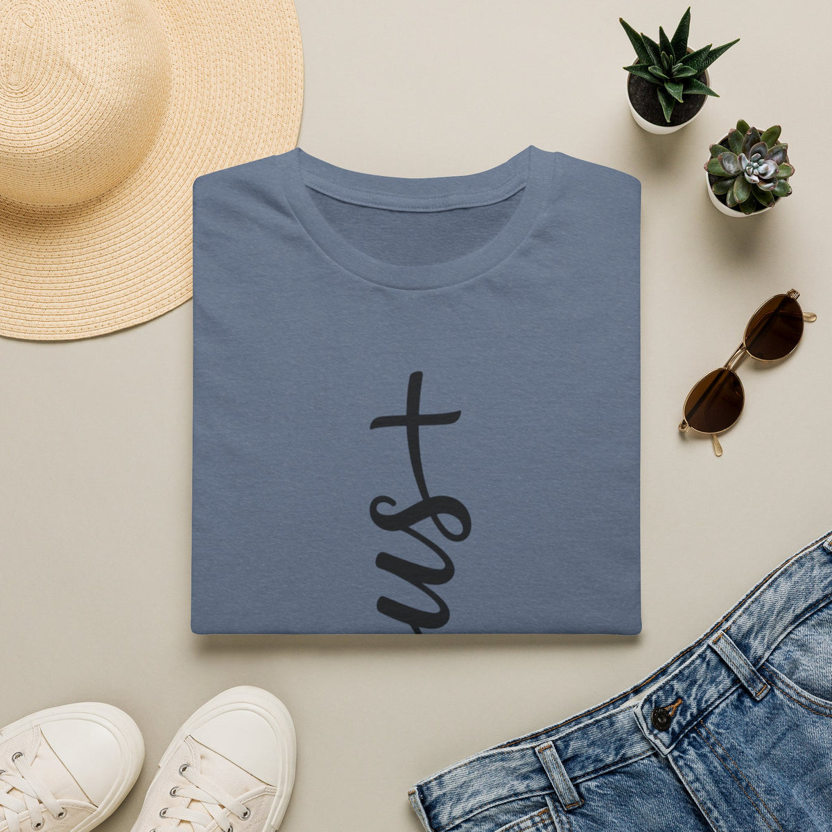 Jesus Vertical Script T-Shirt — Faith Christian Tee