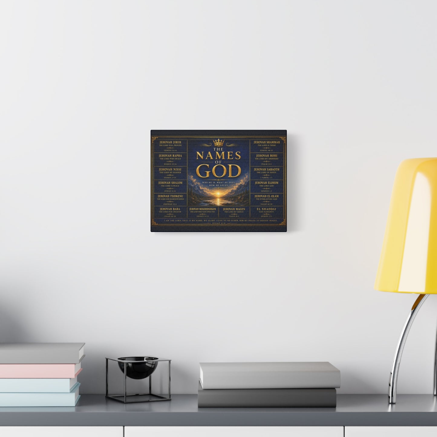 Biblical Names of God Canvas Wall Art — Deep Royal Blue
