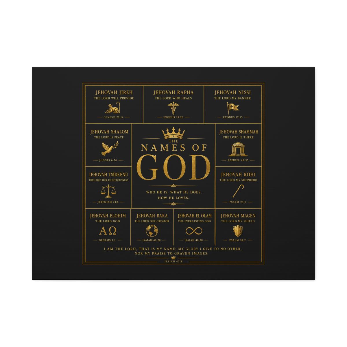 Names of God Canvas Wall Art-Black and Gold