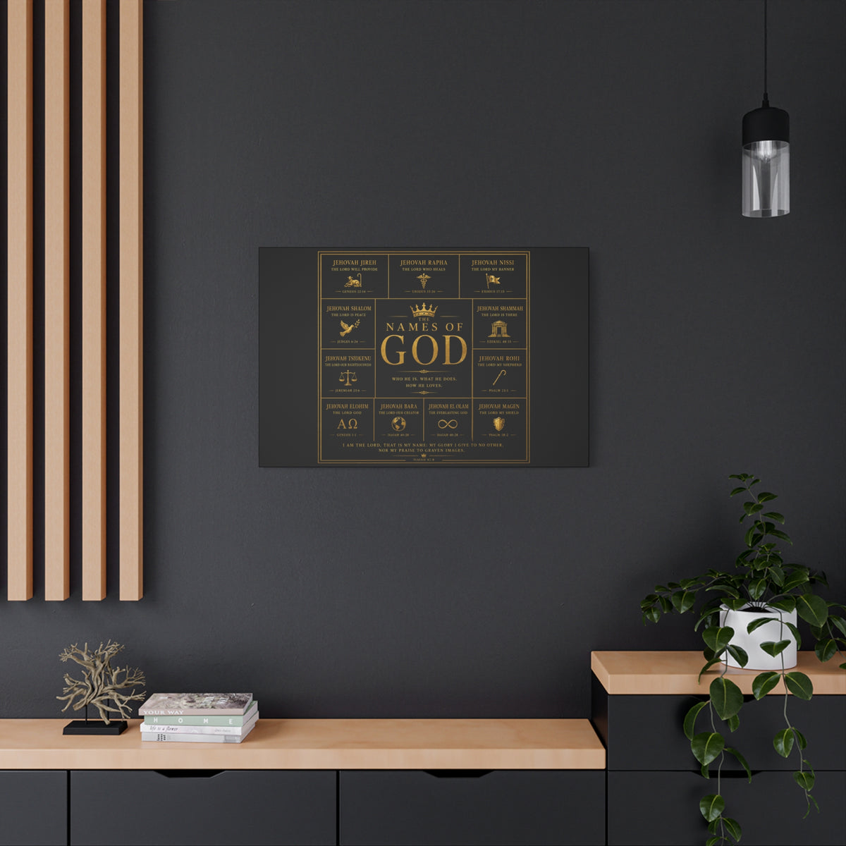 Names of God Canvas Wall Art-Black and Gold
