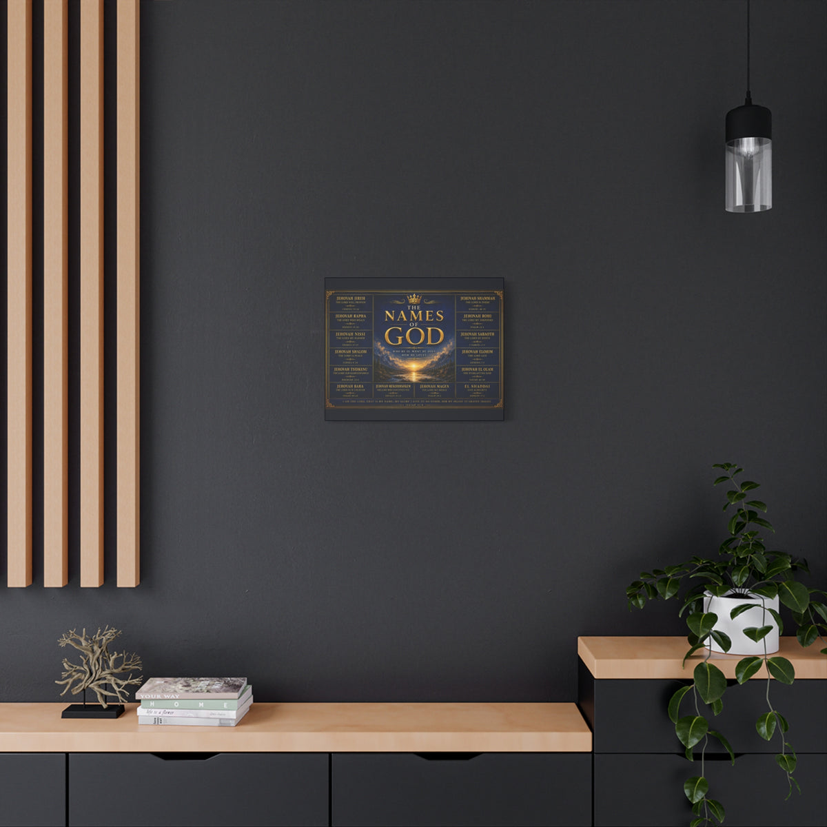 Biblical Names of God Canvas Wall Art — Deep Royal Blue