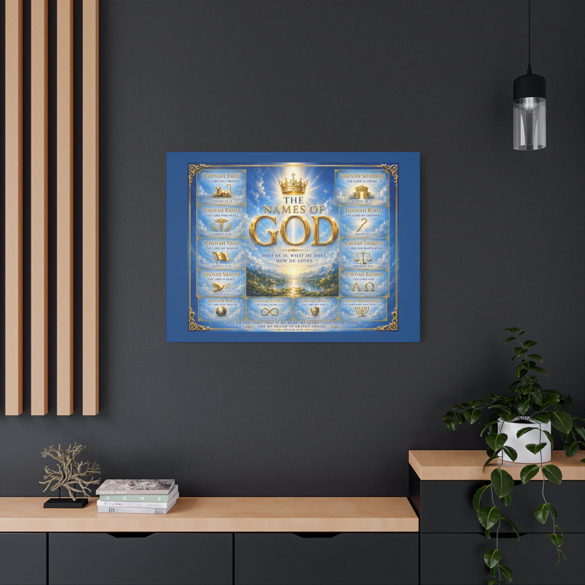 Names of God Canvas Wall Art – Heavenly Blue