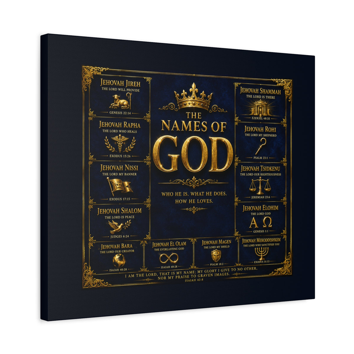 Names of God Canvas Wall Art-Deep Royal Blue