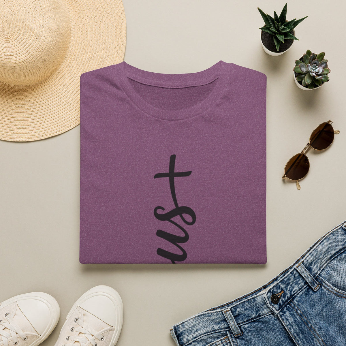 Jesus Vertical Script T-Shirt — Faith Christian Tee