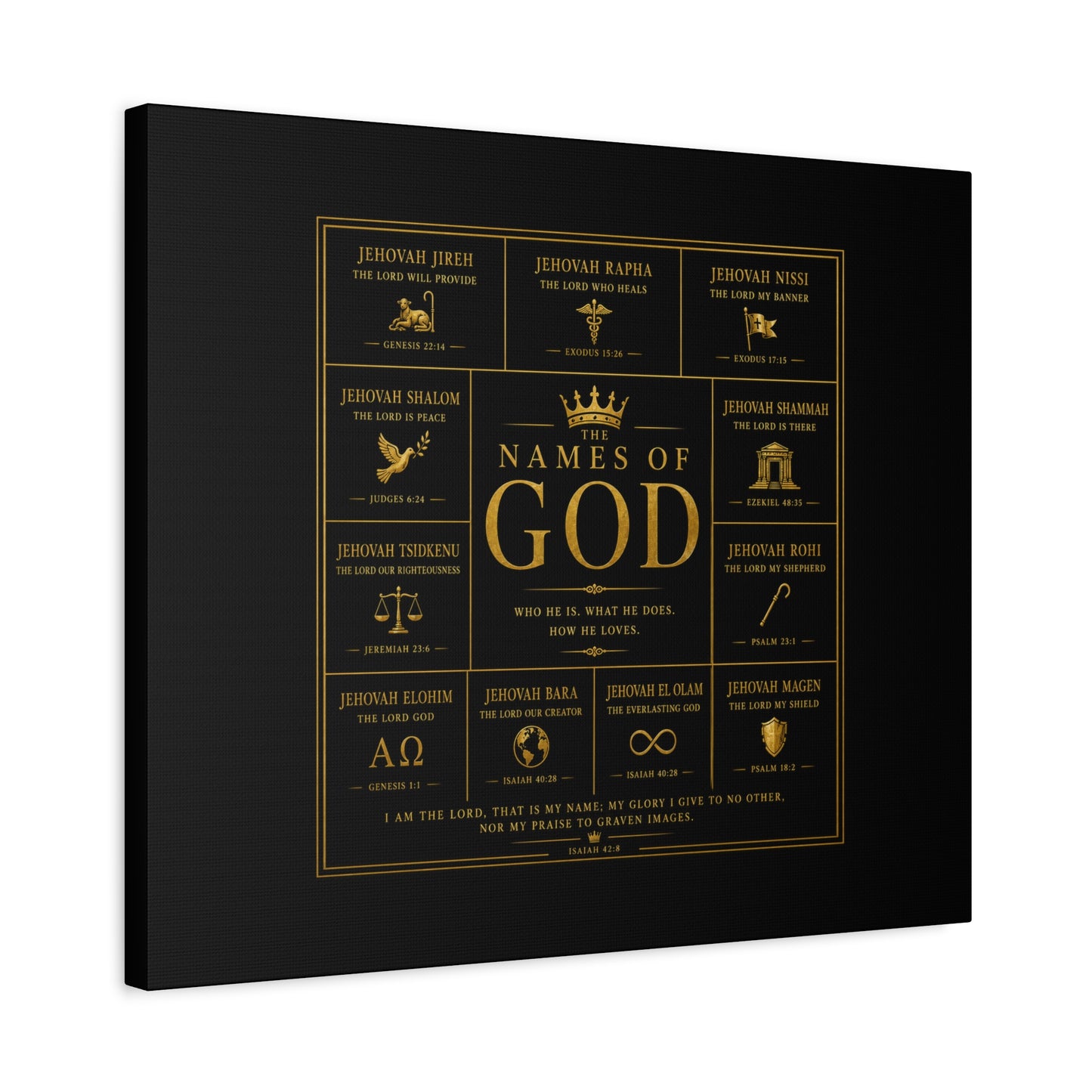 Names of God Canvas Wall Art-Black and Gold