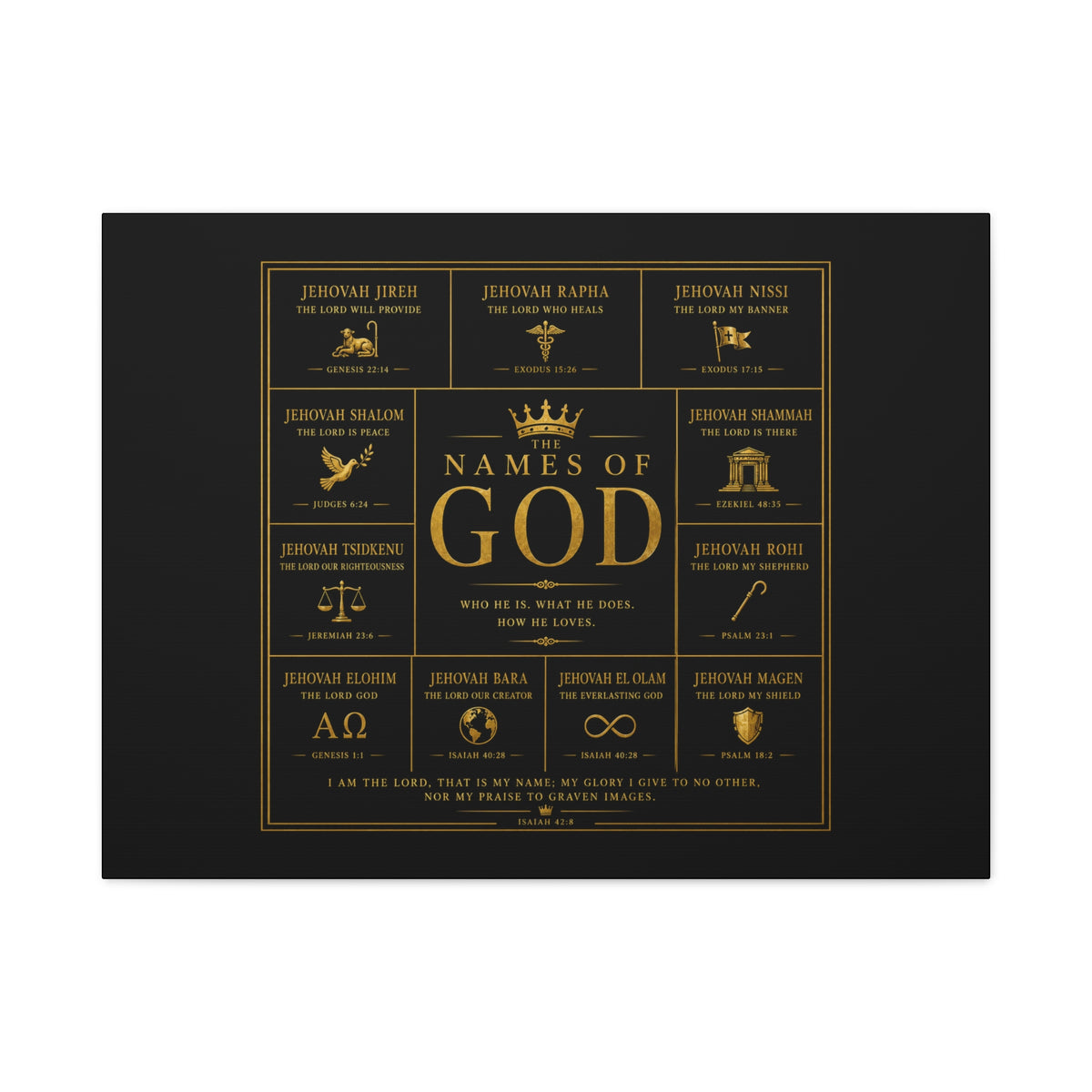 Names of God Canvas Wall Art-Black and Gold