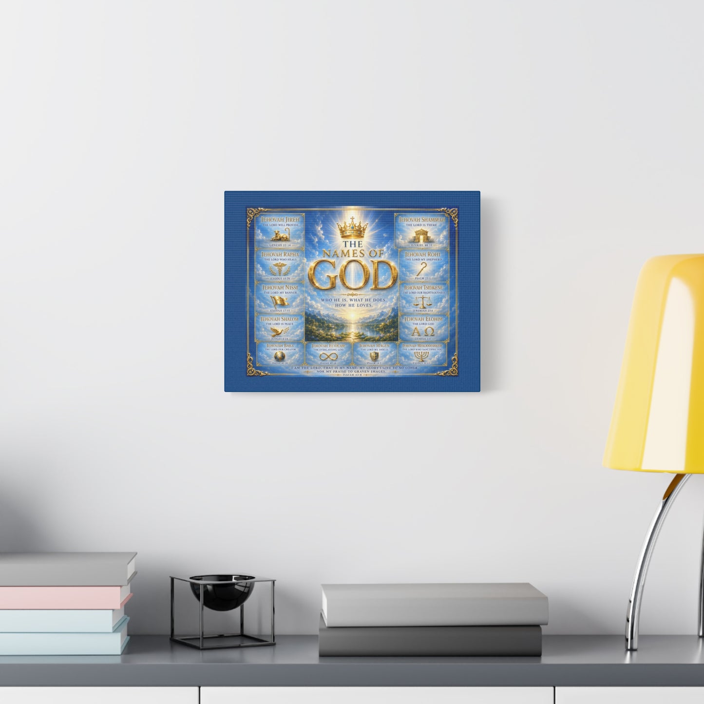 Names of God Canvas Wall Art – Heavenly Blue