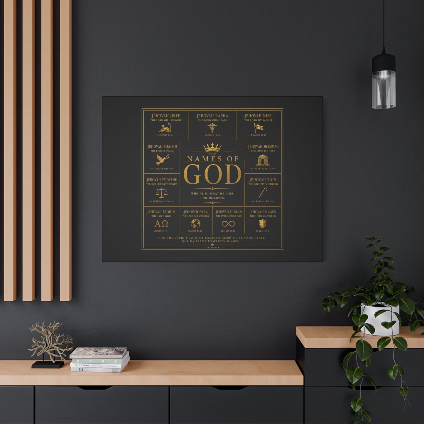 Names of God Canvas Wall Art-Black and Gold