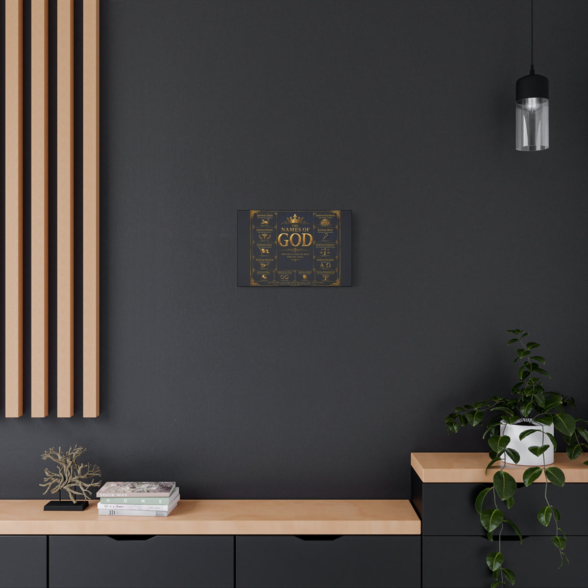 Names of God Canvas Wall Art-Deep Royal Blue