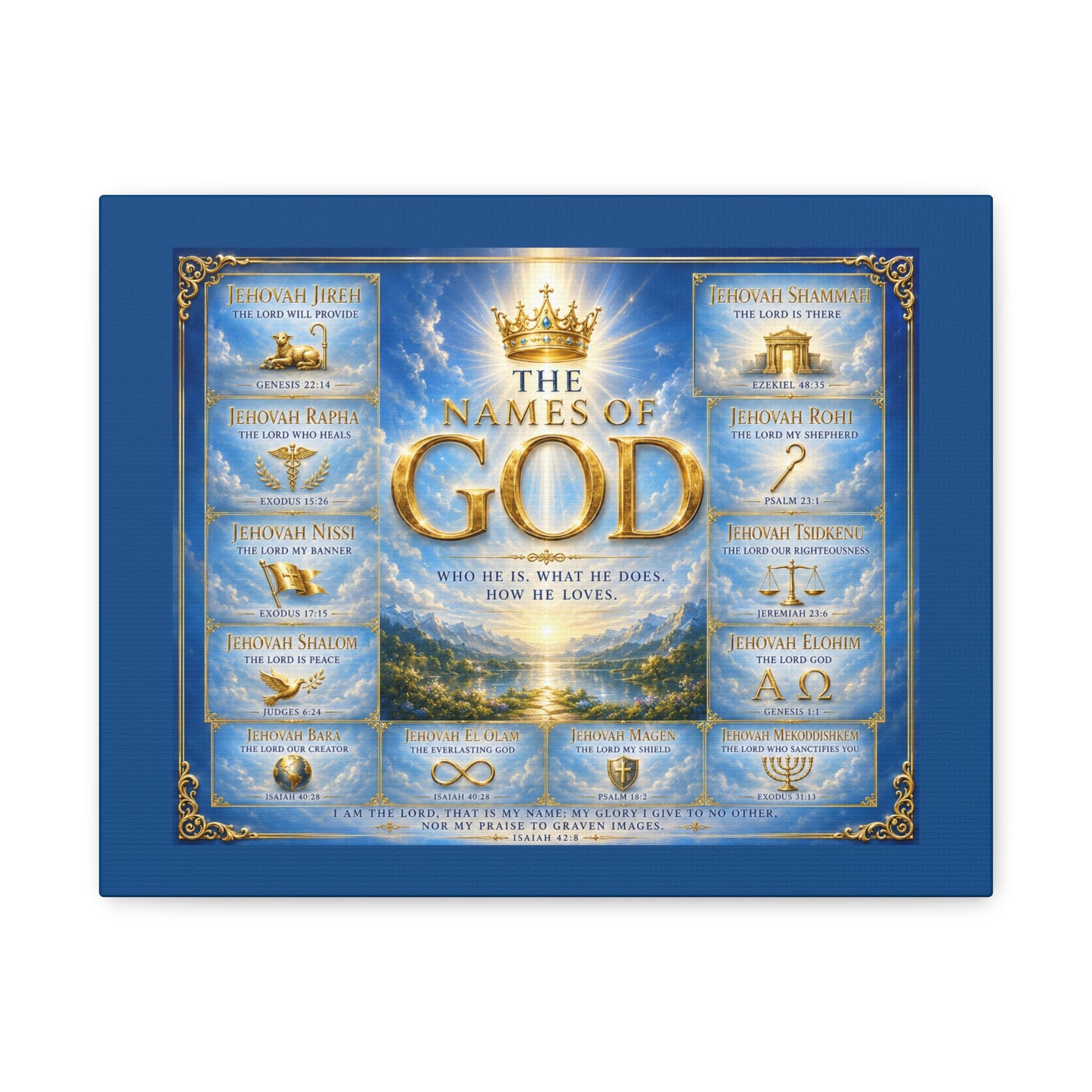 Names of God Canvas Wall Art – Heavenly Blue