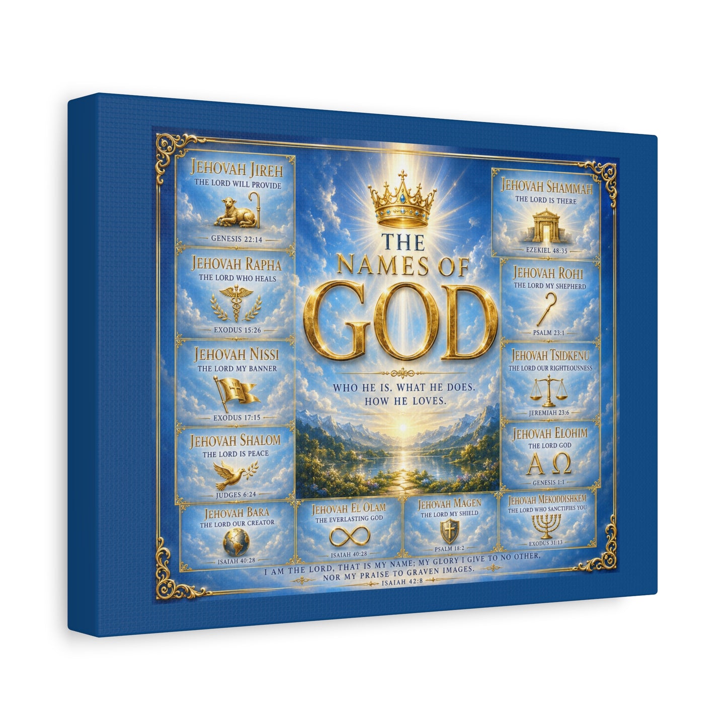 Names of God Canvas Wall Art – Heavenly Blue