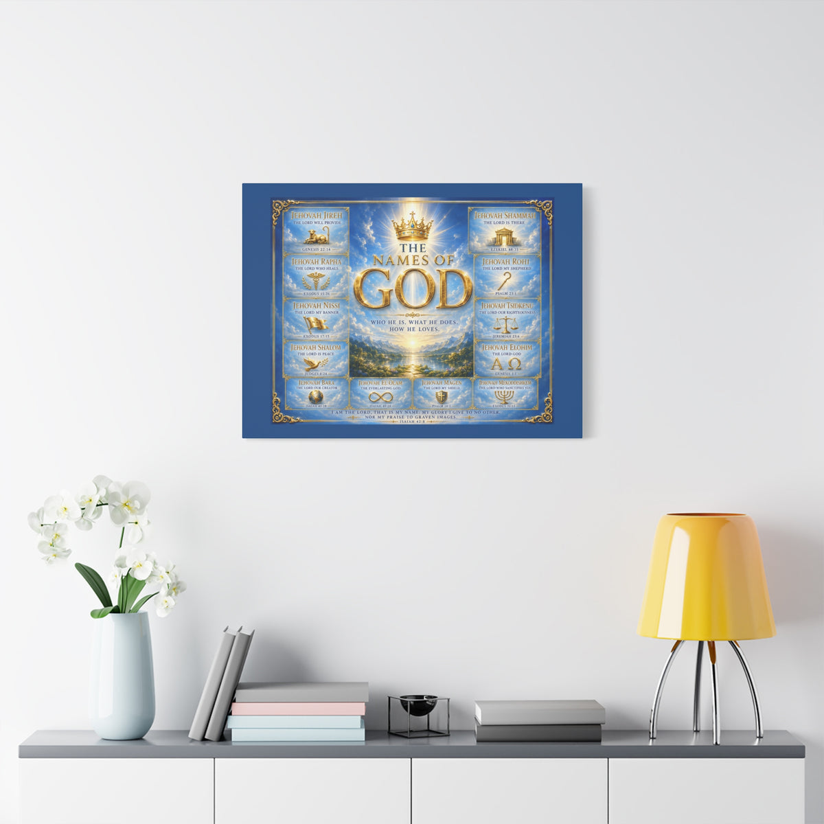 Names of God Canvas Wall Art – Heavenly Blue
