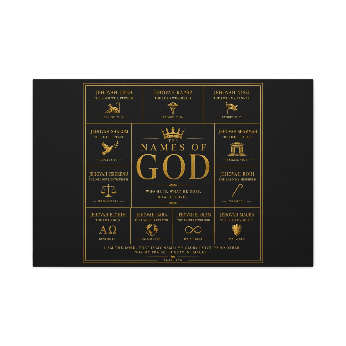 Names of God Canvas Wall Art-Black and Gold