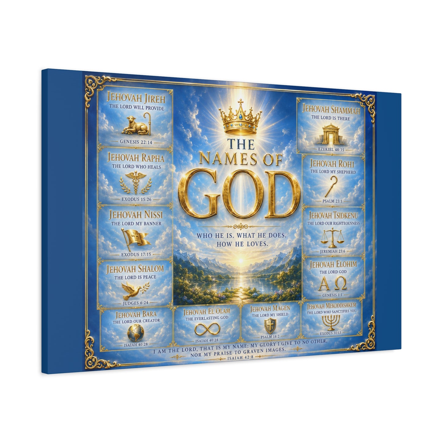 Names of God Canvas Wall Art – Heavenly Blue