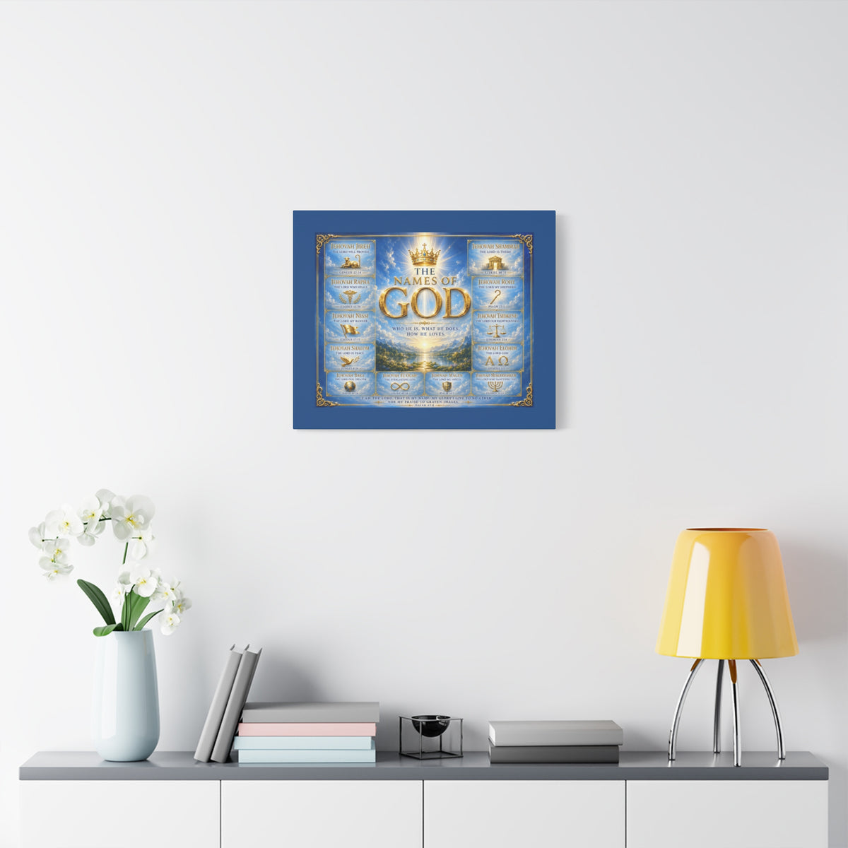 Names of God Canvas Wall Art – Heavenly Blue