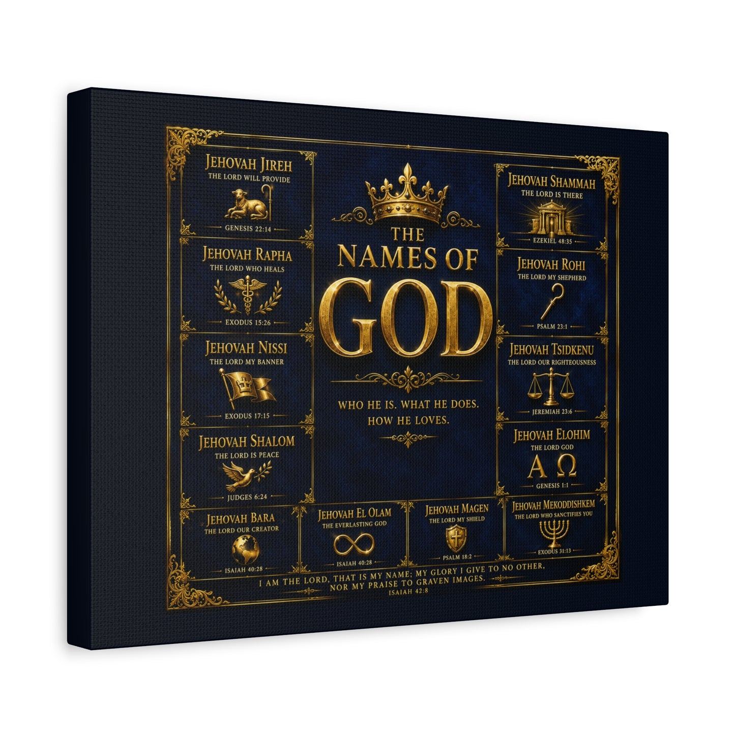 Names of God Canvas Wall Art-Deep Royal Blue