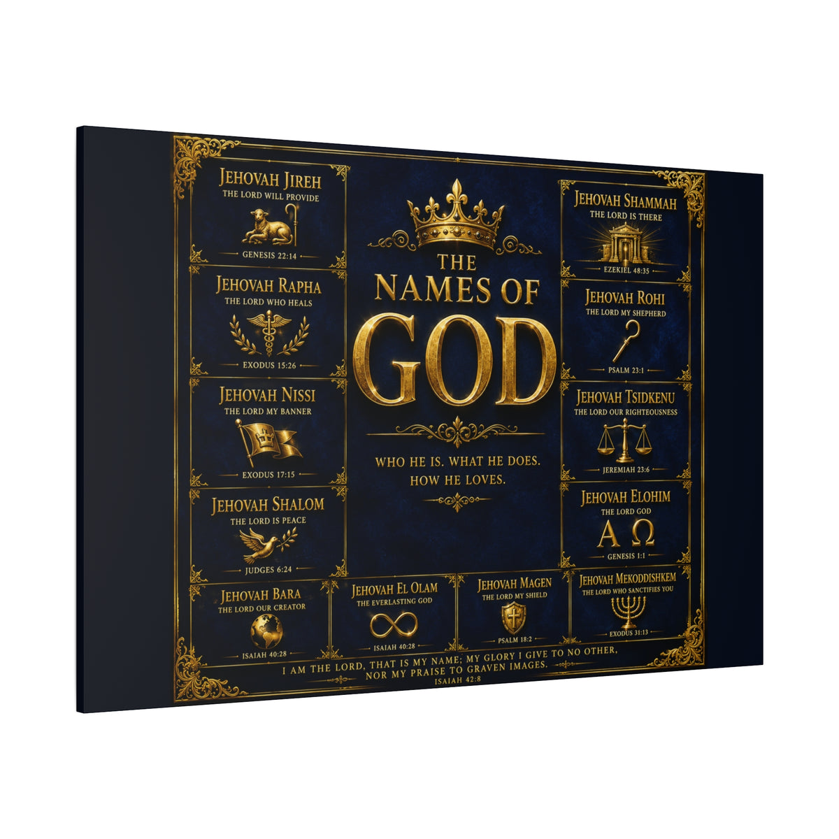 Names of God Canvas Wall Art-Deep Royal Blue