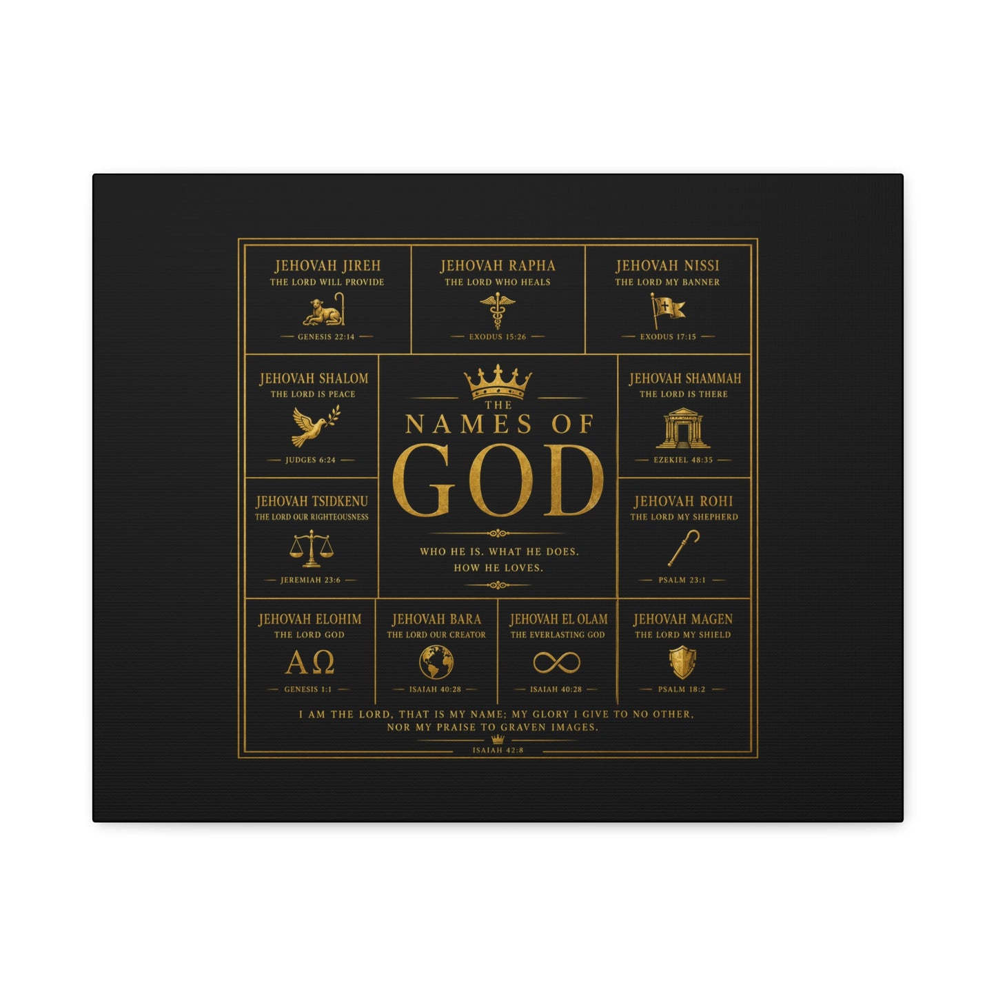 Names of God Canvas Wall Art-Black and Gold