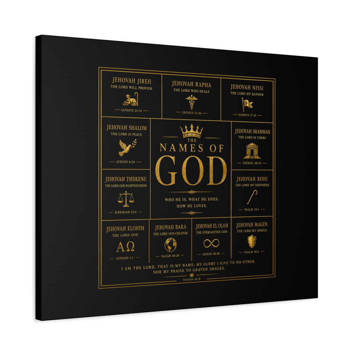 Names of God Canvas Wall Art-Black and Gold