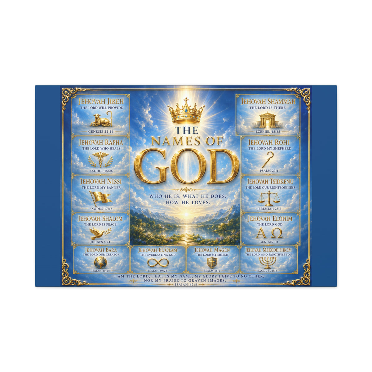 Names of God Canvas Wall Art – Heavenly Blue