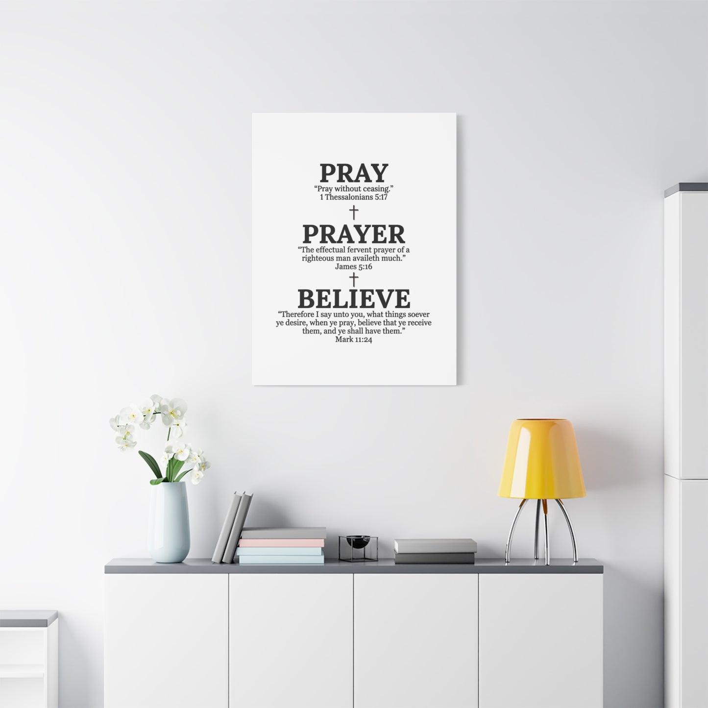 Pray, Prayer, Believe – Inspirational Christian Wall Canvas