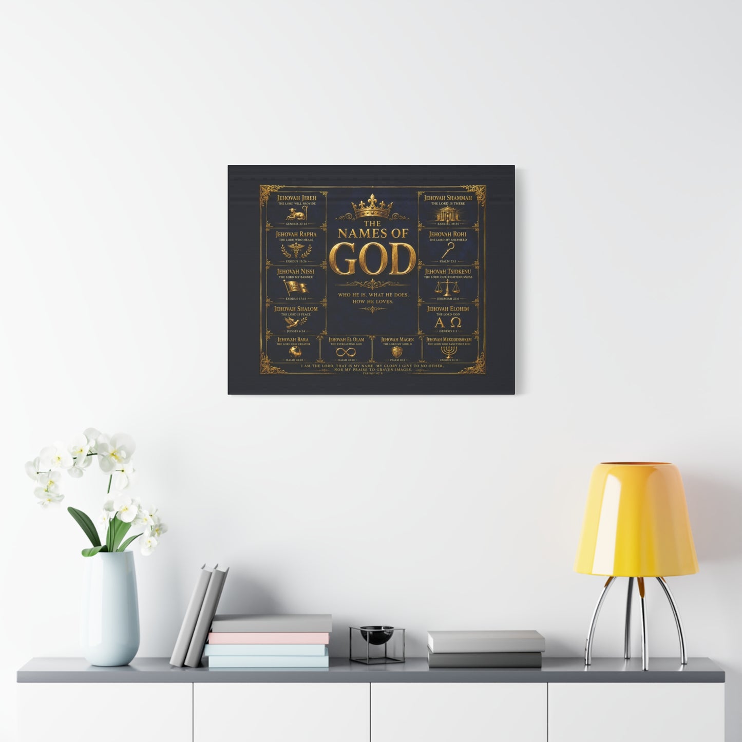 Names of God Canvas Wall Art-Deep Royal Blue