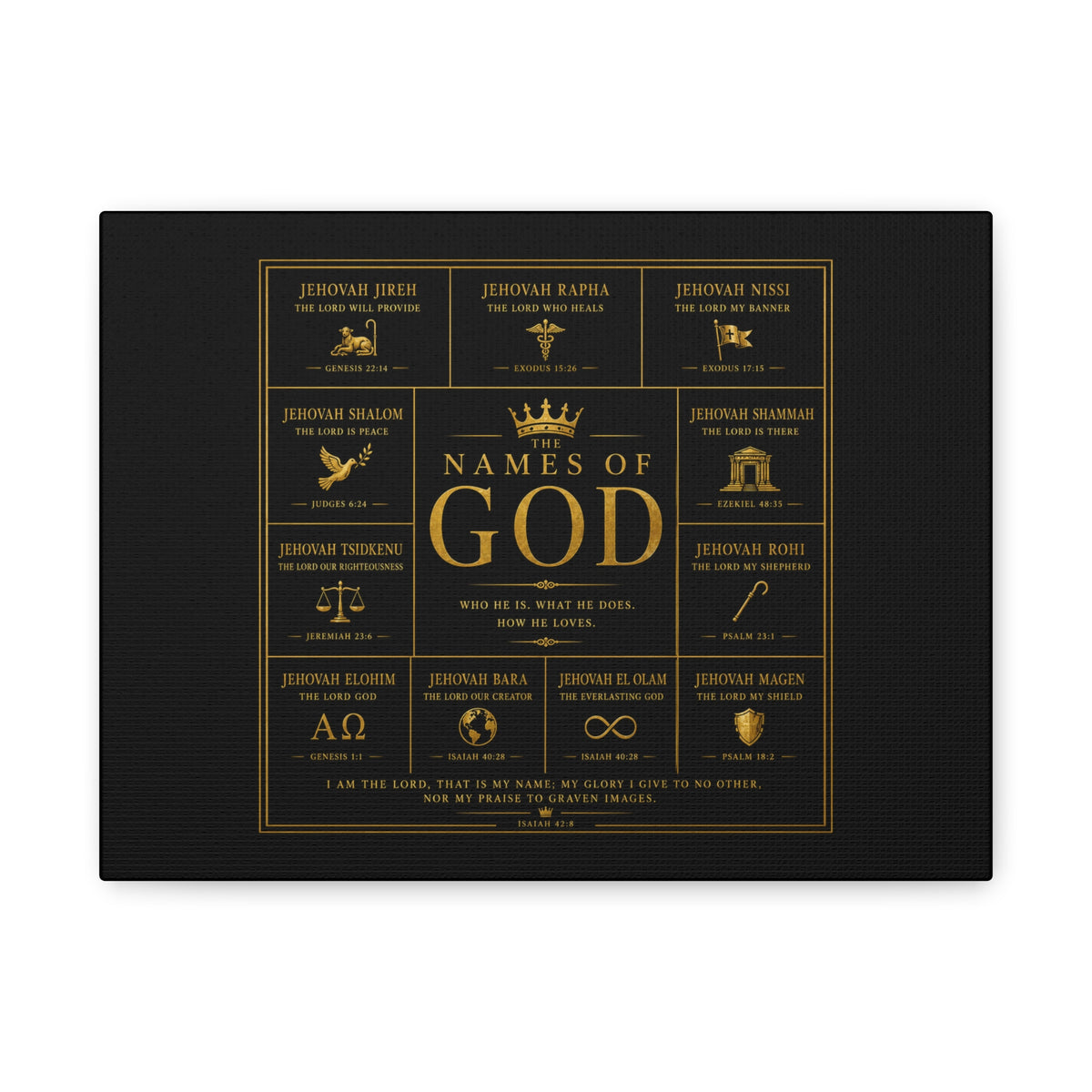 Names of God Canvas Wall Art-Black and Gold
