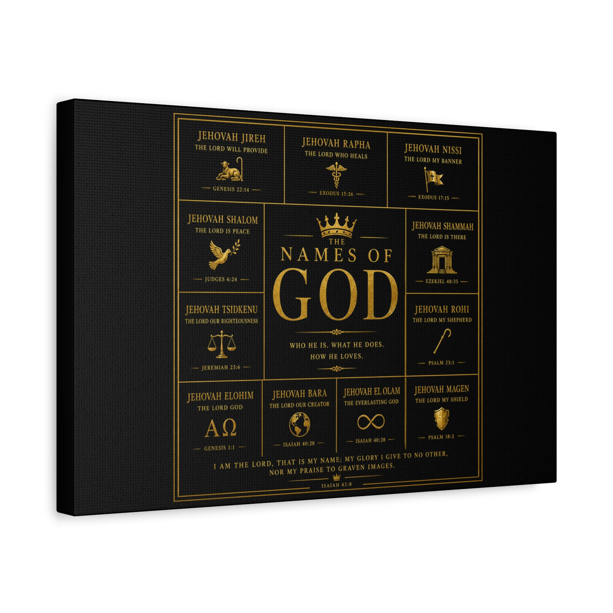 Names of God Canvas Wall Art-Black and Gold