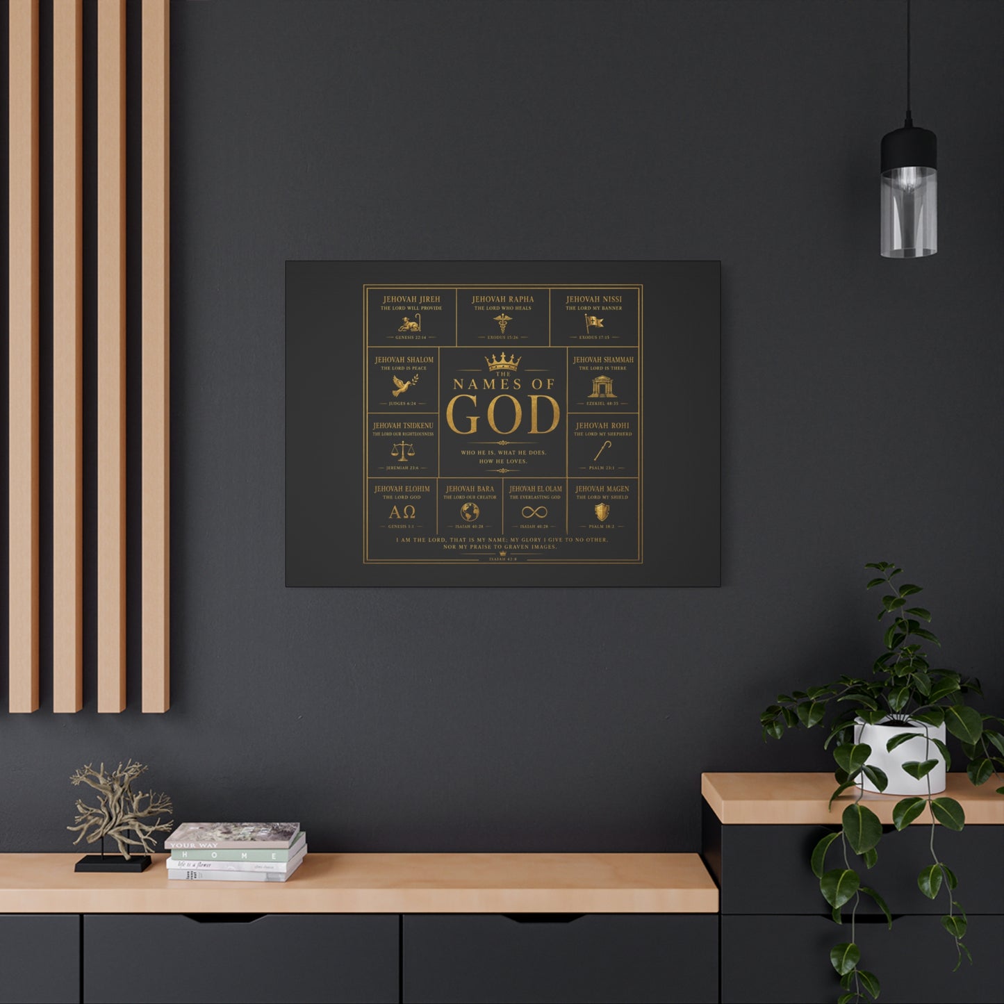 Names of God Canvas Wall Art-Black and Gold