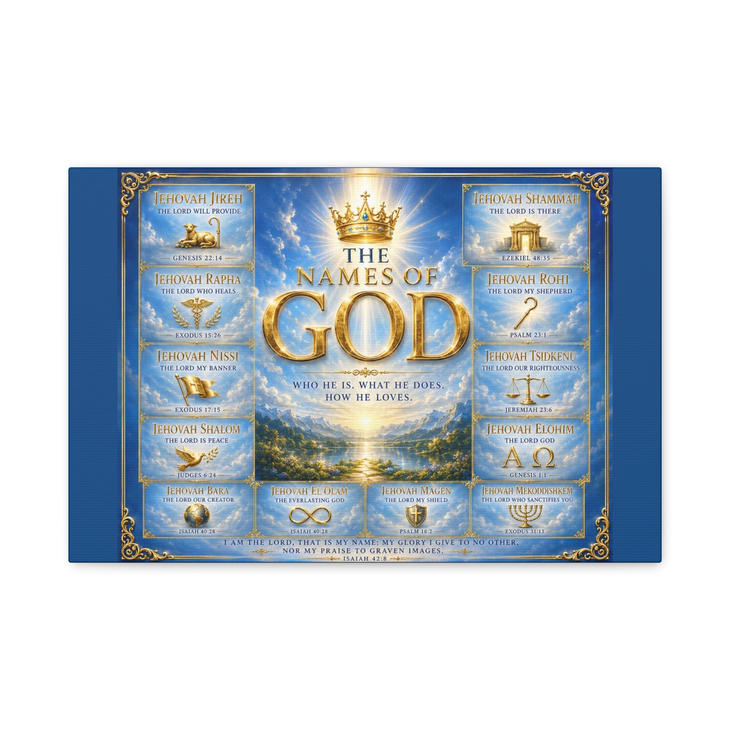 Names of God Canvas Wall Art – Heavenly Blue