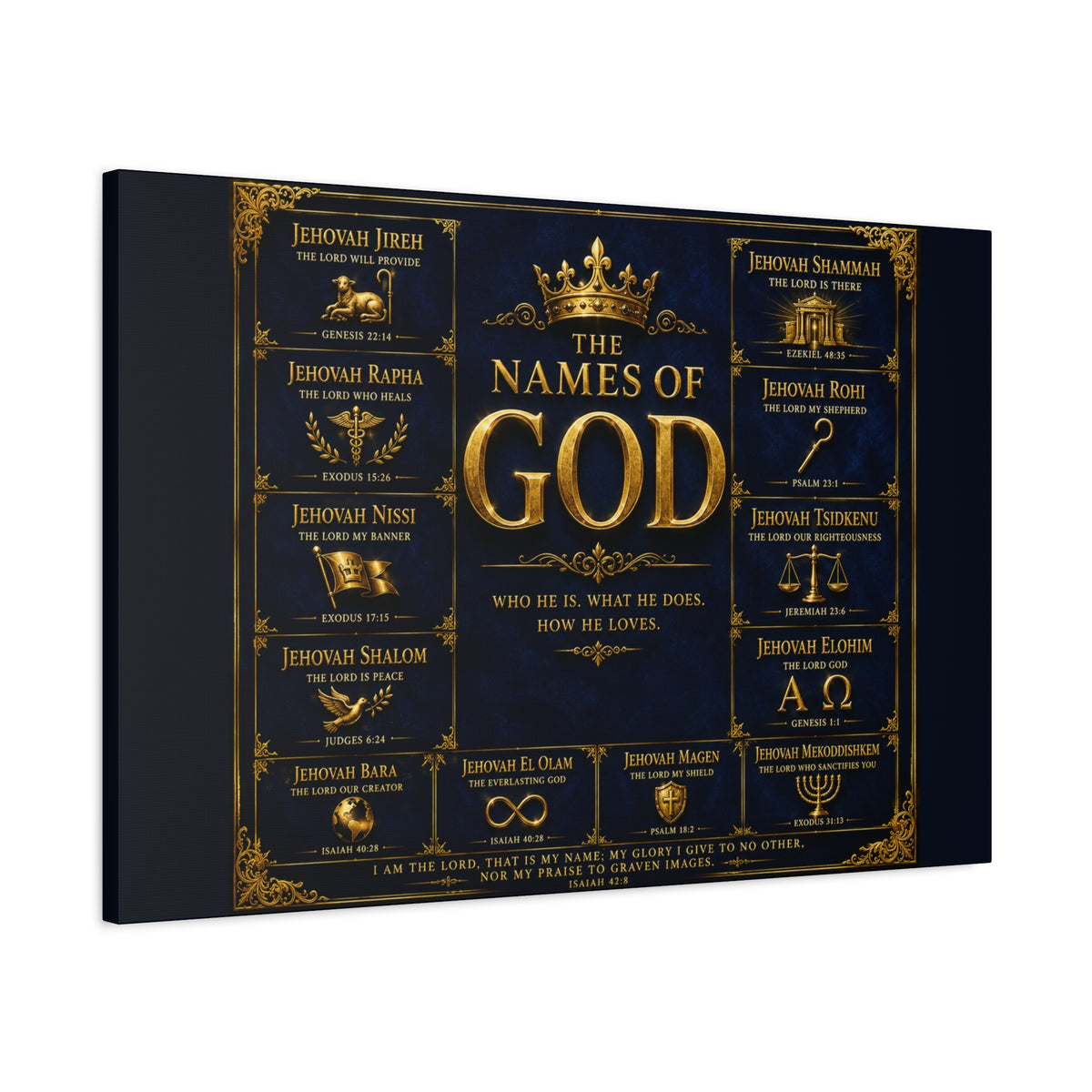 Names of God Canvas Wall Art-Deep Royal Blue