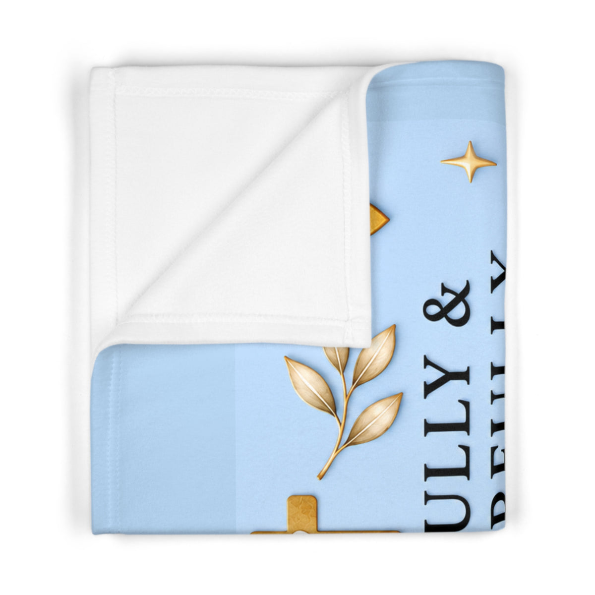 Baby Blanket — 'Fearfully & Wonderfully Made' Blue Lamb Psalm 139:14 Nursery Fleece