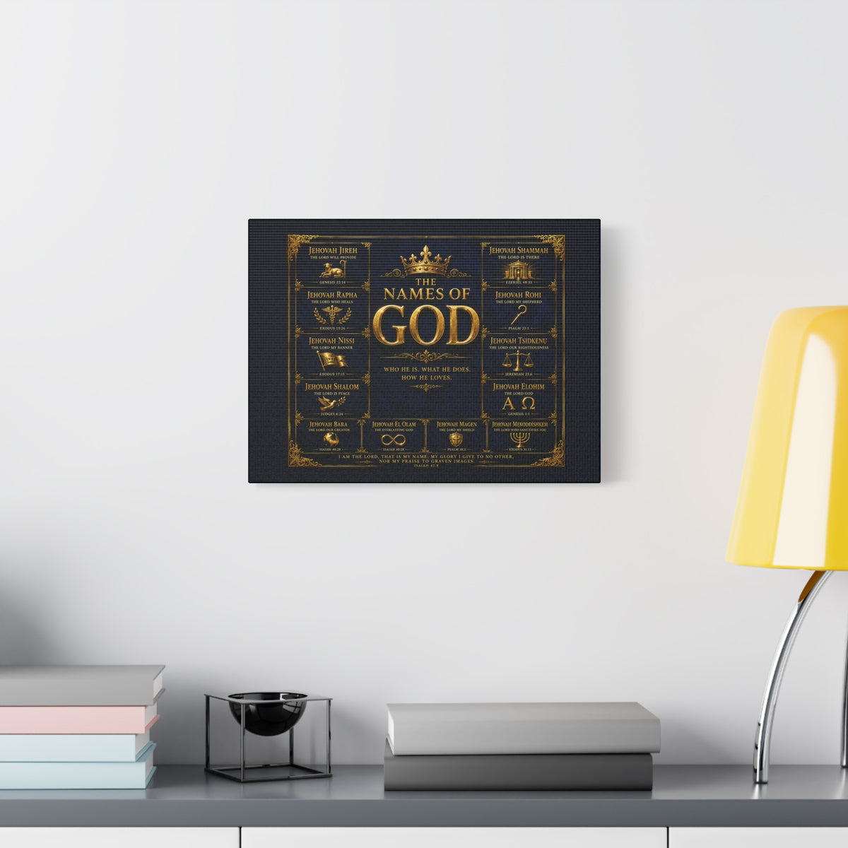 Names of God Canvas Wall Art-Deep Royal Blue