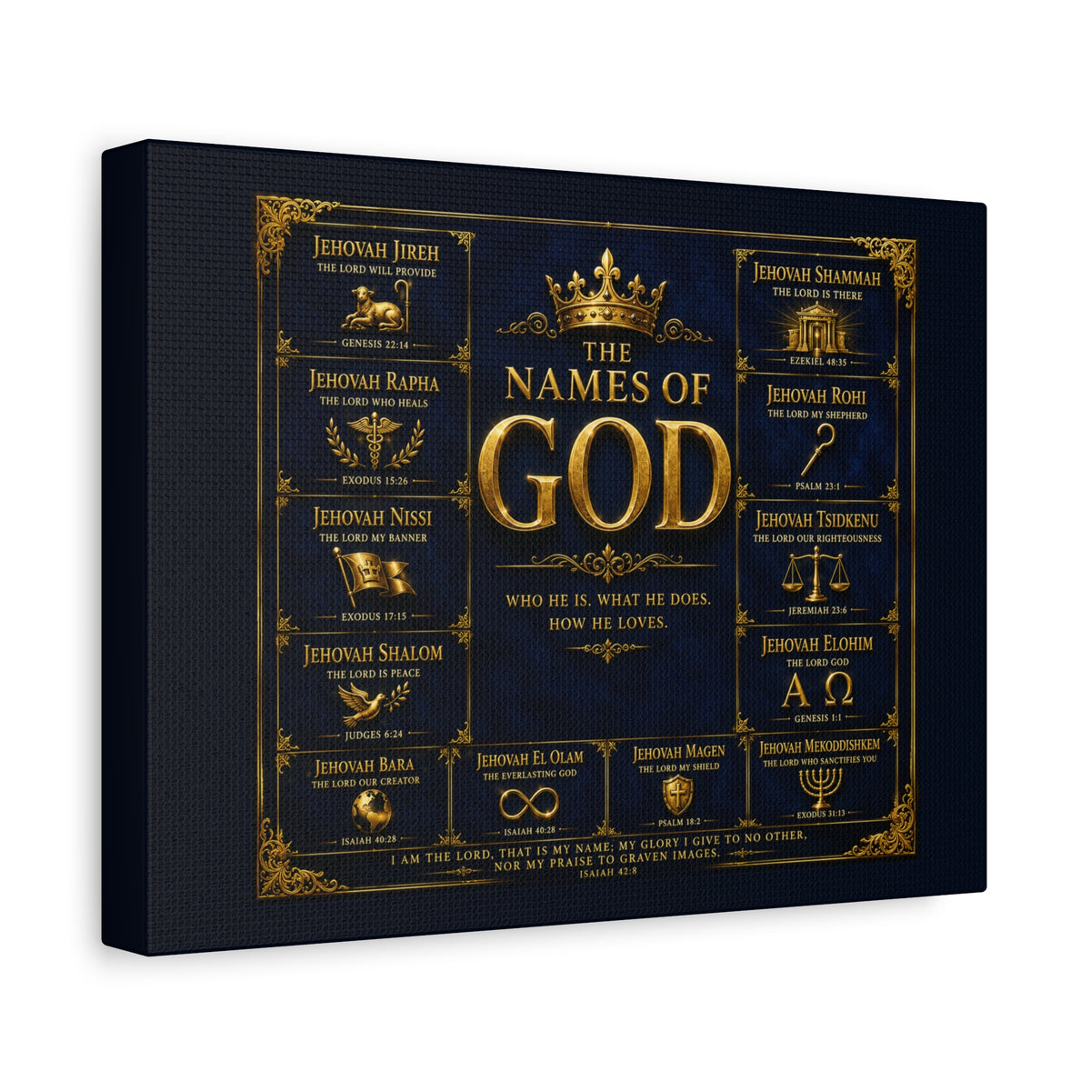 Names of God Canvas Wall Art-Deep Royal Blue