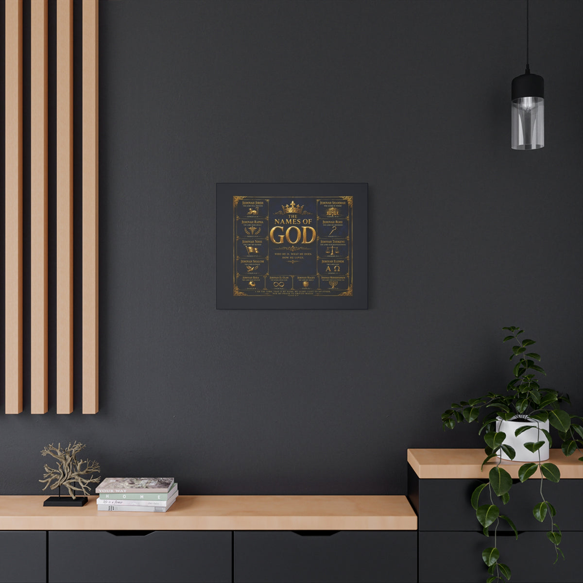 Names of God Canvas Wall Art-Deep Royal Blue